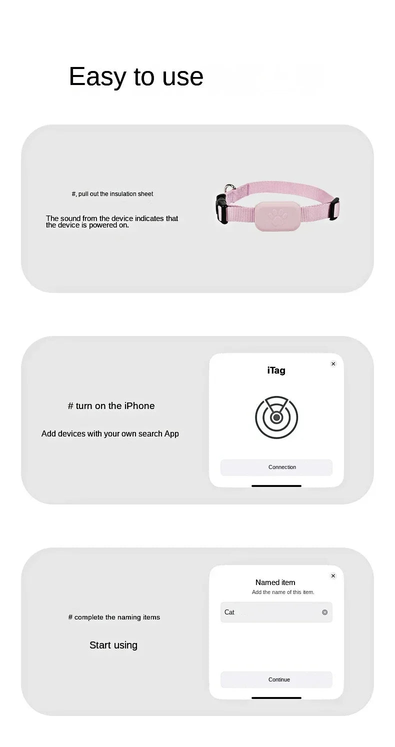Mini Waterproof GPS Pet Tracker Collar – Real-Time Location & Movement Alert for Dogs & Cats