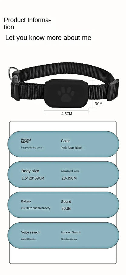 Mini Waterproof GPS Pet Tracker Collar – Real-Time Location & Movement Alert for Dogs & Cats